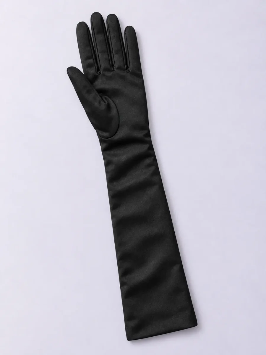 Opera Gloves with Wire Cuff — Black – side view